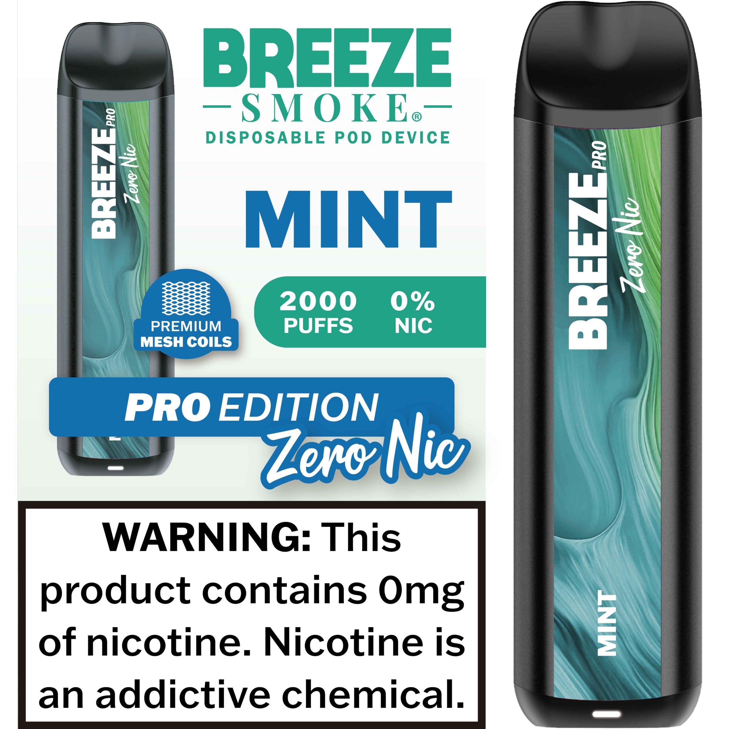 BREEZE PRO 2000 PUFFS ZERO NIC (10CT)
