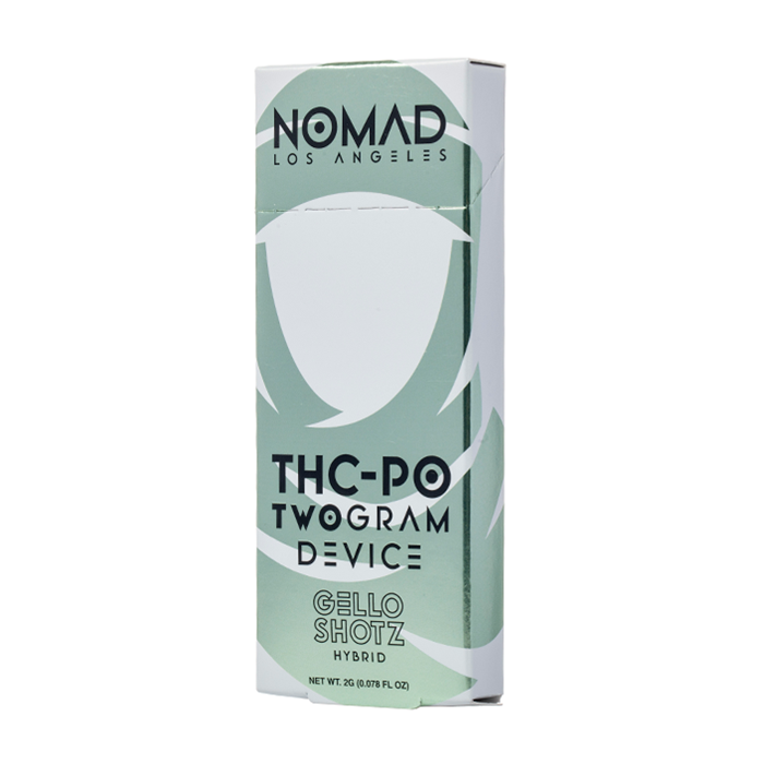 Green and white packaging for a THC-PO two-gram device from 