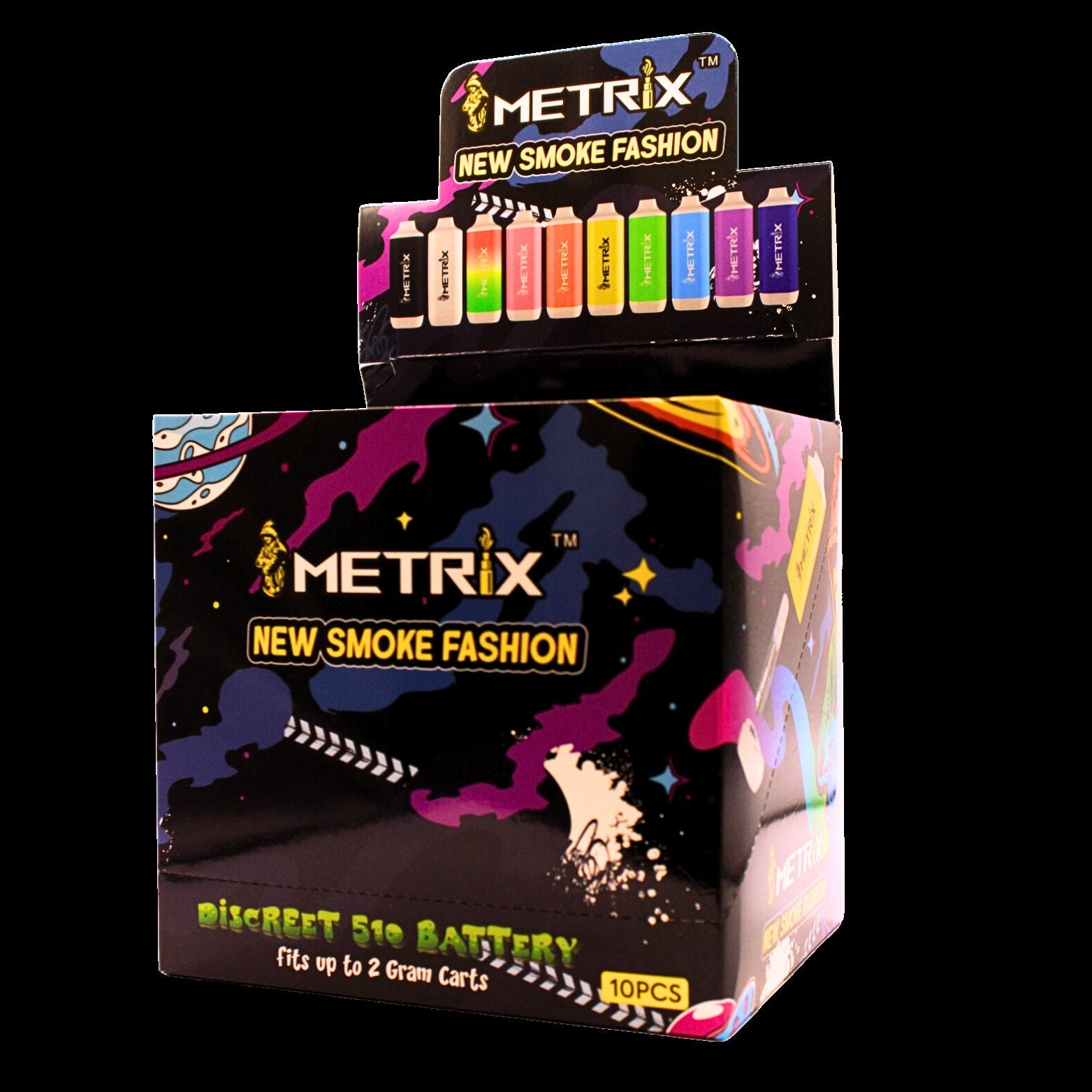 METRIX NEW SMOKE FASHION DISCREET BATTERY 1CT (ASSORTED COLORS)